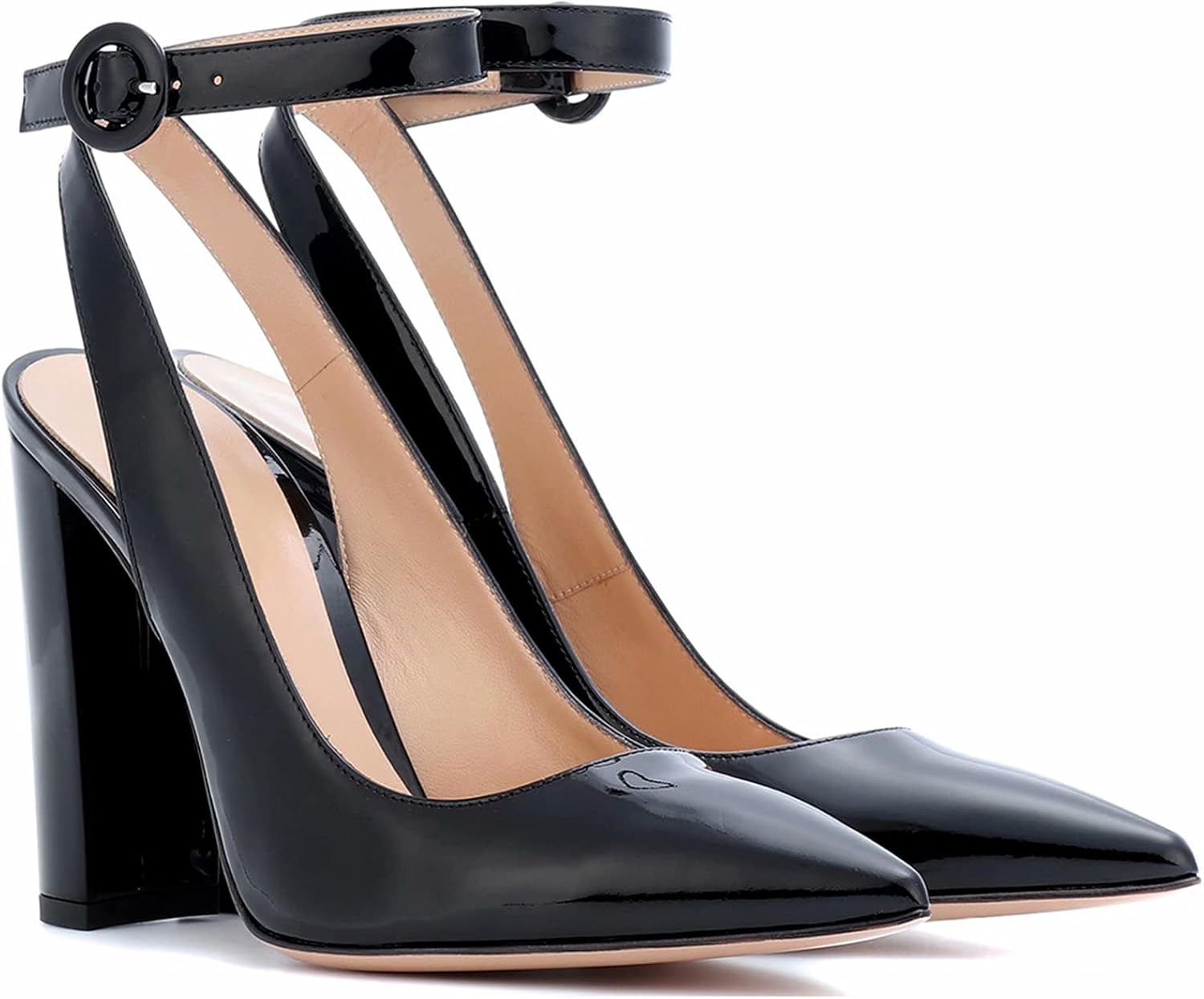 Womens Ladies High Heel Court Shoes Pointed Toe Thick Heel High Heel