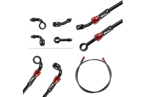 Fireyouracing Motorcycle Brake Hose Braided,400-2400mm AN3 Hydraulic Clutch Tube Oil DOT Fluid Pipe Line Stainless Steel for ATV Dirt Pit Street Racing Bike,Removing Fittings Banjo (Black/900mm)