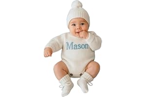 Personalized Embroidered Baby Romper Set - Custom Newborn Coming Home Outfit Infant Bodysuit Sweater