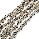 Adabele 31 Inch Natural Dalmatian Jasper Gemstone Chip Loose Beads Drilled Hole Free Form 5mm-8mm Gem Stone Spacer for Craft Jewelry Making GZ1-3