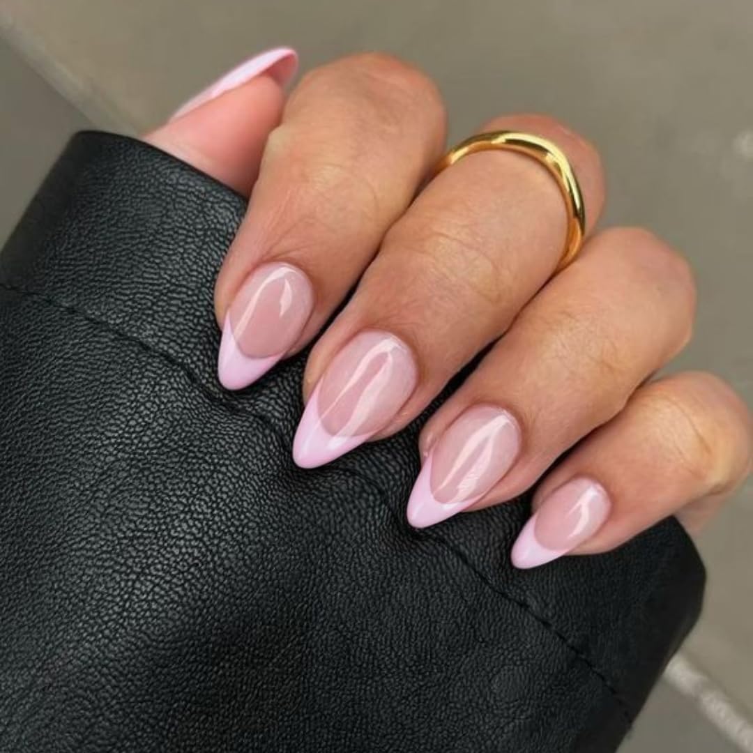 Light Pink French Tip Press on Nails Short Almond Nails Press ons French Tip Glue on Nails for Women DIY Acrylic Gel Nail Natural Thick Extra Short Fake Nail 30Pcs 15 Sizes - Image 4