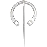 Lord of Battles Sturdy Fibula/Brooch/Cloak Pin Medieval Viking Celtic Anglo Saxon Designs for LARP, SCA, Renfair (Stainless Steel Medieval Fibula) Silver