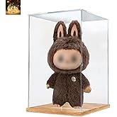 Clear Acrylic Display Case for Zimomo Angel in Clouds I Found You, Display Box for Big Doll Toy for LABUBU for Pop Mart, Thickened Wooden Base with Door UV Protection Dustproof 13.8x11.8x23.6 inch