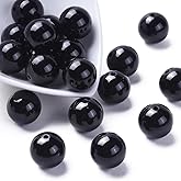 Ornazy 100 pcs 20mm Black Acrylic Round Beads for DIY Jewelry Making