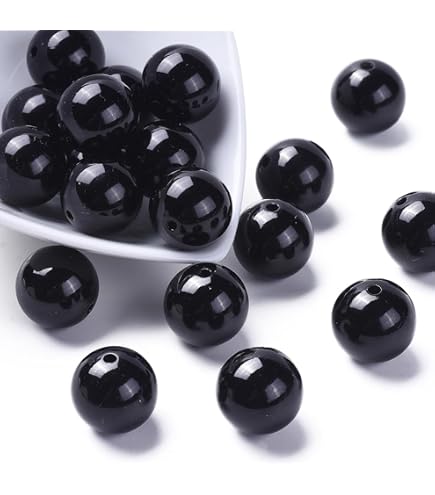 6 Perles Acrylique Noir 20x17mm Avec Stries Mordoré - Pour Création Bijoux, Neuves