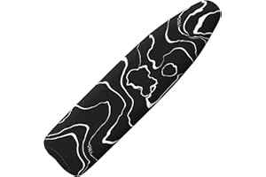 CLIDULI Extra Thick Ironing Board Cover and Pad, 15x54 Ironing Board Cover, Resist Scorching and Staining,Elastic Edges,Modern Art Geometric Black