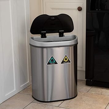 Wido 70l Litre Dual Compartment Auto Sensor Recycling Rubbish