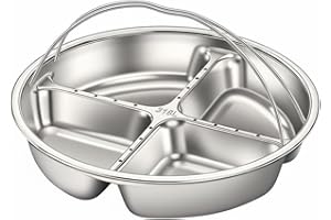 MotiveTech Divided Steamer Plate Prevents Flavor Mixing Round Portion Control Plate Construction Multi-Compartment Steaming T