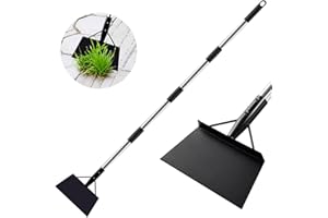 LAWFYMORI Multifunctional Garden Cleaning Shovel, Flat Shovel with 60" Adjustable Handle, Heavy Duty Floor Scraper, Garden Tools for Weeding, Lawn Edging, Digging, Weeds Moss Ice Snow Removal