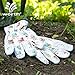 Worth Garden Cute Pigskin Leather Canvas Work Gloves Breathable Lightweight Gardening Gloves for Women Fingertips Protection Adorable Potted Pattern - Gift for Gardeners