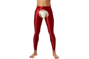 Lorilida Men Glossy Yoga Pants Compression Tights Workout Leggings Hollow Out Bottoms Stretchy Pants