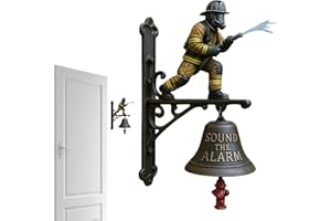 Door Bells for Homes,Vintage Metal Resin Firefighter Decor with Loud Alarm - Firefighter Garden Bells | for Porch Entryway Ga