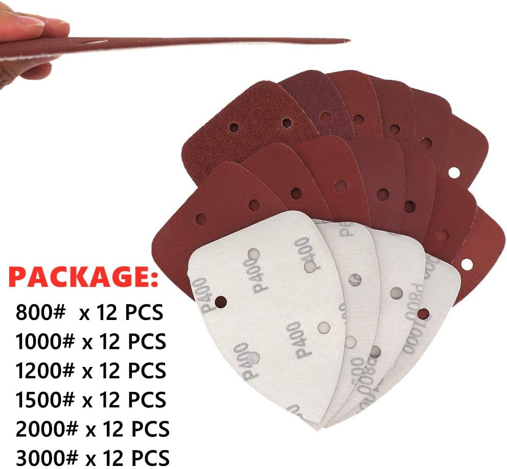 Mouse Sandpaper 72Pcs Mouse Detail Sandpaper Sanding Sheets Hook and Loop Mouse Sandpaper 800/1000/1200/1500/2000/3000 Grits - - 