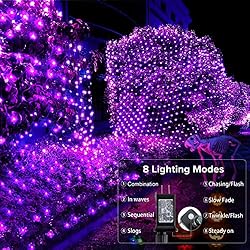 Halloween Net Lights, 200 LED 8.2ft x 4.9ft Purple