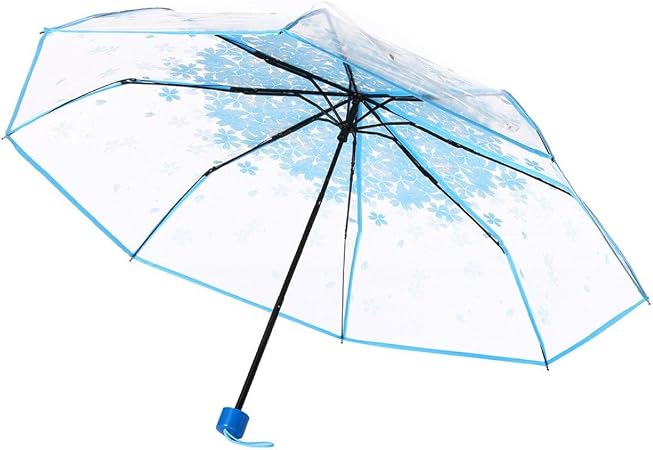 Amazon Com Sannysis Transparent Outdoor Clear Patio Umbrella Cherry Blossom Mushroom Apollo Sakura 3 Fold Travel Beach Clear Windproof Umbrella For Women Blue Garden Outdoor