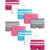 Reebok Girls Boyshorts Underwear - 10 Pack Stretch Comfort 2" Inseam Boyshort Panties - Soft Seamless Underwear for Girls