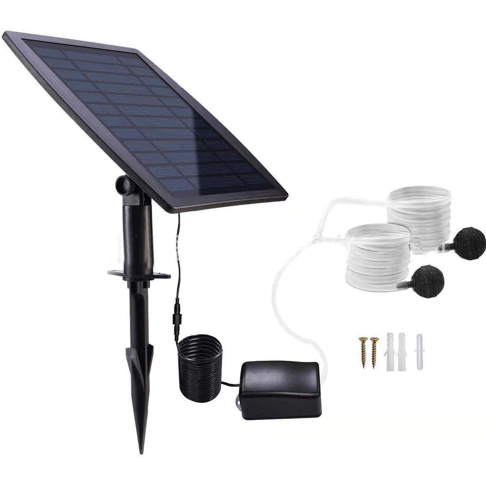 Solar Powered Air Pump with Accessories, Oxygenator Aerator Air Pump for Pond, Fountain, BirdBath, Garden Decoration, Water Cycling, No Electricity Required