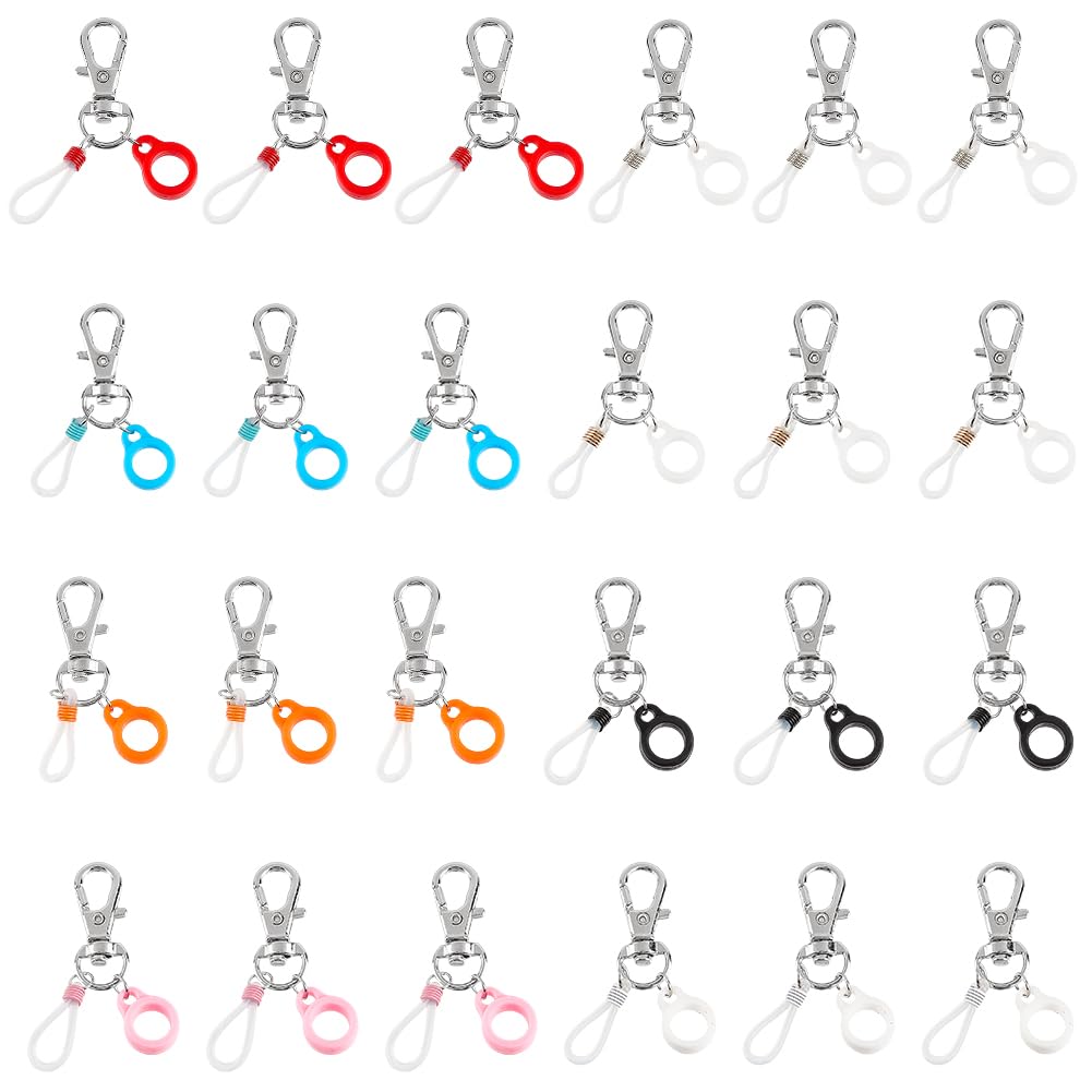 DELORIGIN 24Pcs Pen Holder Clips Lanyard Pen Holder Badge Adjustable Silicone Pen Clip With Lobster Clasp Pocket Hanging Holder Reel Clips for Nurse Teachers Fountain Pen Lipstick Prevent Loss Carry
