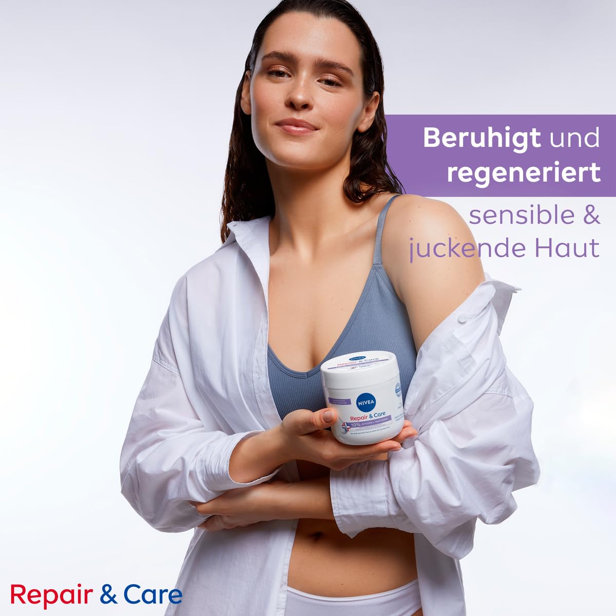 NIVEA Repair & Care Creme parfümfrei (400ml), Feuchtigkeits-Körpercreme, schnell einziehende Lotion mit Glycerin, Provitamin B5 & Ceramiden für trockene, sensible Haut 4