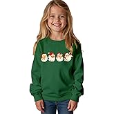 MULOIUDZ Kid Girls Christmas Sweatshirt Retro Santa Claus Graphic Shirts Xmas Crewneck Pullover Holiday Tops Clothes 7-12Y