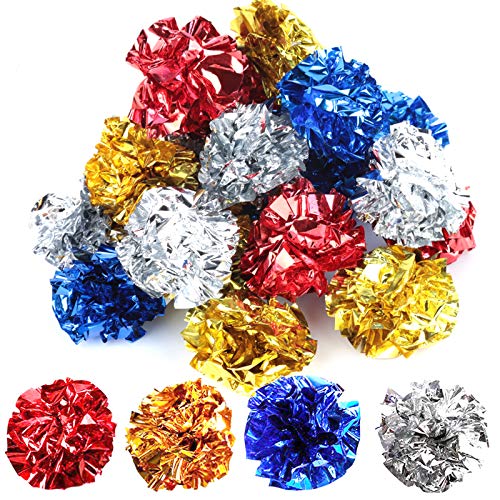 YGDZ Crinkle Cat Balls Toys, 20 Pack Original Mylar Cat Crinkle Balls