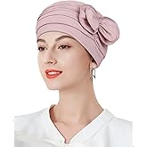 Awefeel Pleated Cotton Hat with Fancy Butterfly Bow for Hair Loss Women