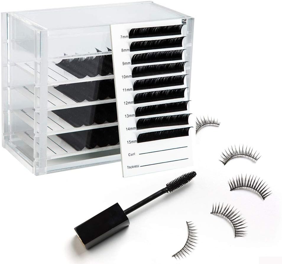 5 Layers Acrylic False Eyelash Organizer Case, Cosmetic Makeup Storage Box for Grafting Lash Extension, Clear - Image 4