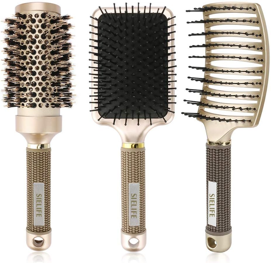Hair Brush Set, Vented Hair Brush 3Pcs Set for Blow Drying Detangling, Smoothing Wet, Short, Long, Thick, Thin