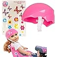 Pink Bike Helmet for 18" Dolls - Includes Doll Bicycle Helmet w Decorative Decal Stickers Accessory