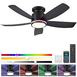 Ceiling Fans with RGB Lights and Remote/APP
