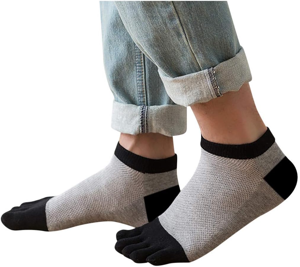 MANDDI 3 Pairs Casual Solid Color Anti-Odor Bamboo Fiber Socks Breathable Five-toe Sock