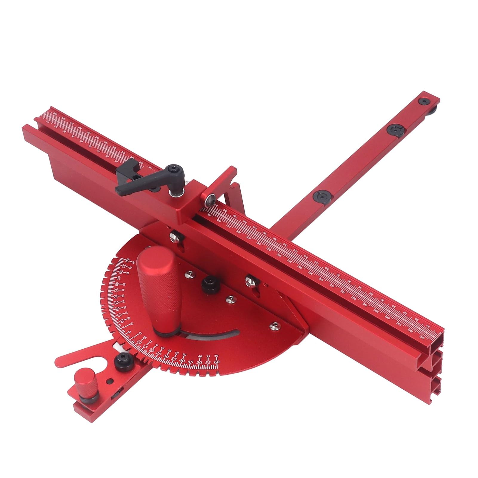 Table Saw Miter Gauge System, Fence Accurate Engraving Machine Accessories with Limit Stop, Applicable to 30mm or 45mm T Track, Flexible Locking, Complete Accessories