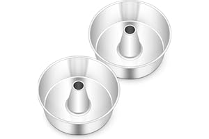 TeamFar 10inch Angel Food Cake Pan, Stainless Steel Pound Cake Pan with Tube, for Home/Kitchen Baking, Healthy & Non-toxic, D