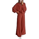 PRETTYGARDEN Women 2 Piece Outfits 2026 Spring Sweatsuits Crewneck Sweatshirt Wide Leg Sweatpants Lounge Sets Tracksuit