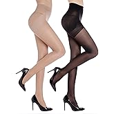 G&Y 2 Pairs Women's Control Top Pantyhose - 40D Sheer Tights Tummy Control Support Stockings