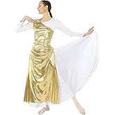 Danzcue Womens Metallic Worship Dance Tunic with Side Slits(White Dress Not Included)