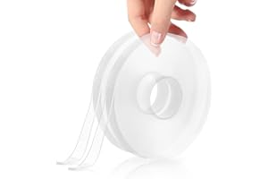 Clear Nano Double-Sided Tape Heavy Duty, Multipurpose Strong Sticky Mounting Tape (2 Rolls, Total 32.8FT), Traceless Transpar