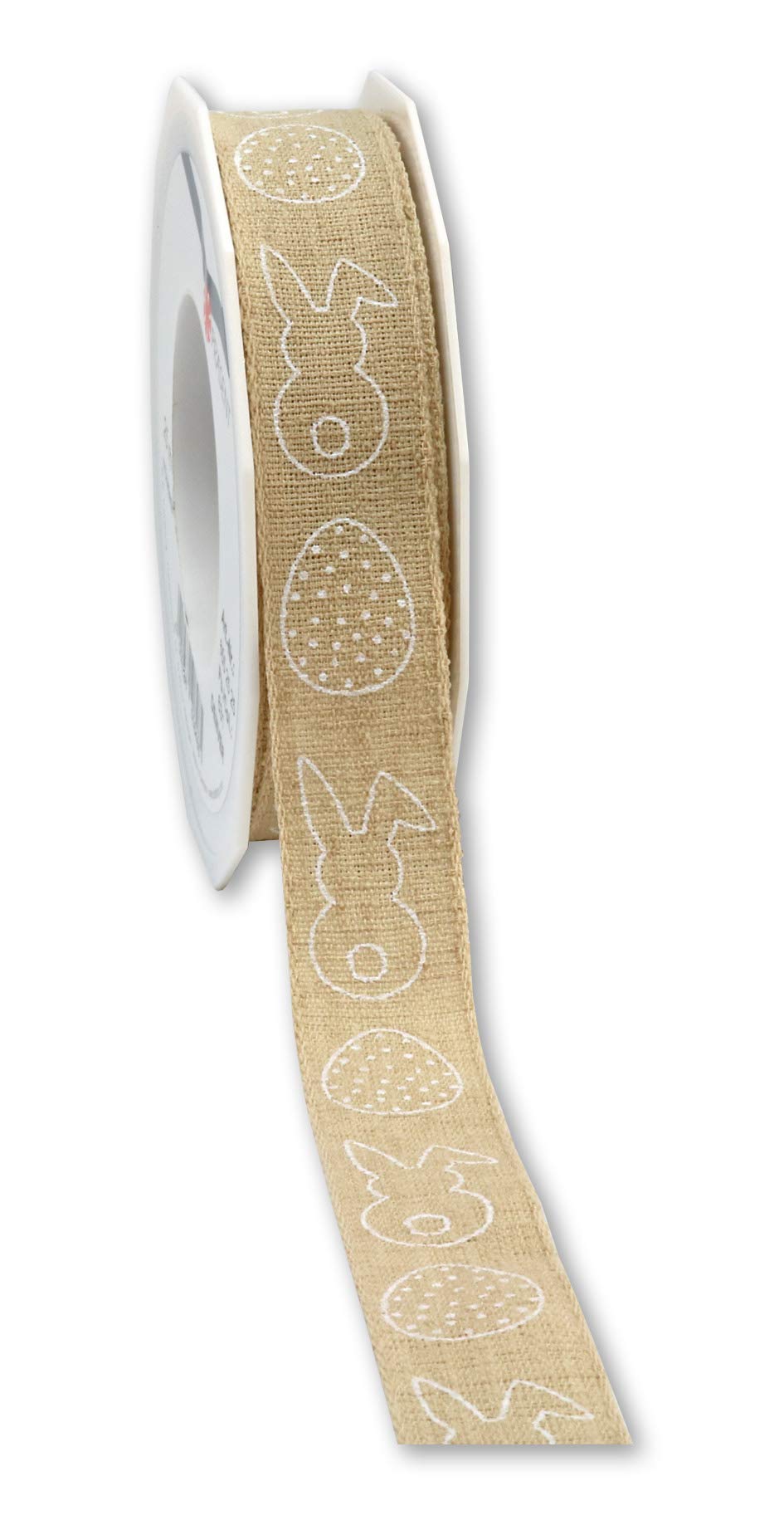 Präsent - Breda Printed Linen Ribbon Nature 25 mm Width, 15 m Length — image 1