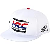D'cor Visuals Snapback Hat – Compatible with Honda HRC Fans – White Flat Brim Cap – One Size Fit for Motocross and Off-Road Riders