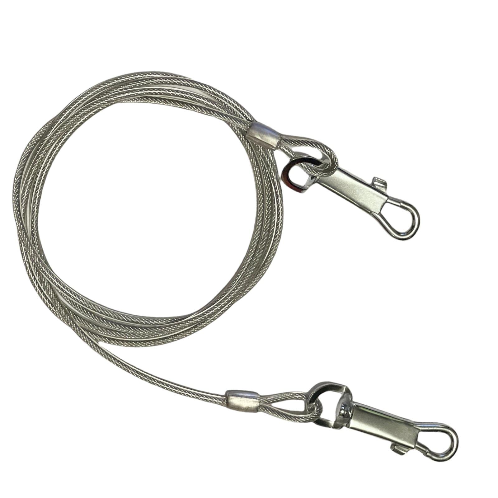 Spiral Tie Out Stake For Dogs Tie Out Cable Strong Steel For Picnic Training Gardening Camping Tie Out Wire And Stake Available in 6 10 20 Feet (6 Feet Cable, Clear Colour)