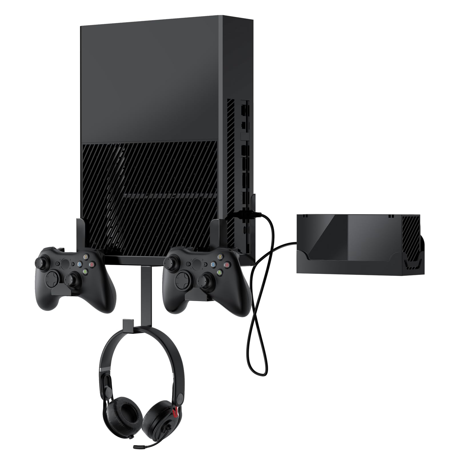 Nymus Xbox One Wall Mount Kit with Power Brick Mount, Detachable Controller Holder & Headphone Hanger, Xbox One Stand