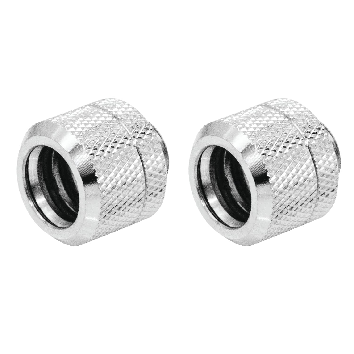 Dracaena 2 pack G1/4" thread to 14mm outer diameter, Hard Tubing Compression Fitting with high body design for Computer water cooling system,Silver