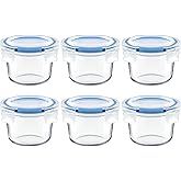 Iyulania Set of 6 Small Glass Storage Containers, 7 oz Food Containers with No-Spill Lids, Thick Glass Jars for Meal Prep, Baby’s Snacks, Leftovers and Sauces, Dishwasher & Microwave Safe