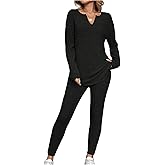 SweatyRocks Women's 2 Piece Outfits Fall Casual Long Sleeve Ribbed Tops and Legging Matching Sets