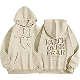 Sulayesh Faith Over Fear Hoodie for Women Christian Jesus Inspirational Sweatshirts Religious Oversized Graphic Pullover Tops