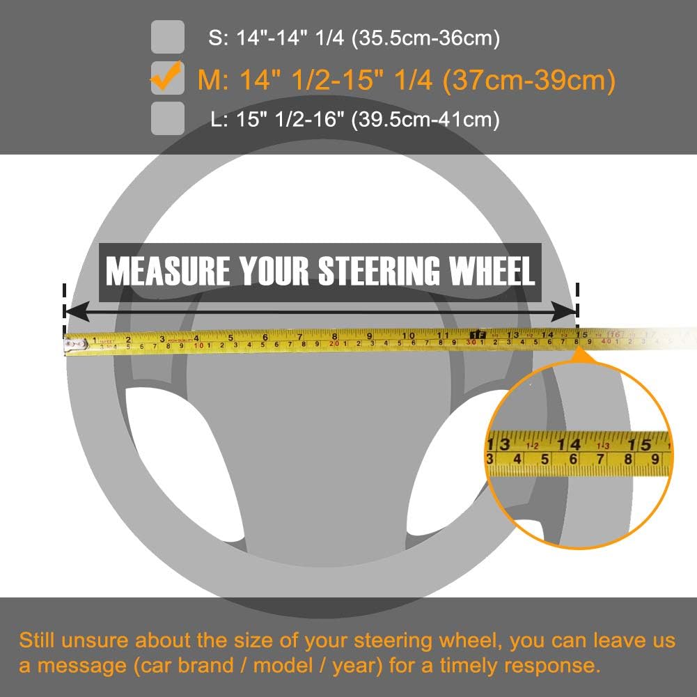 SEG Direct Car Steering Wheel Cover Universal Standard-Size 37-39cm Leather with Carbon Fiber Pattern Black - Image 5