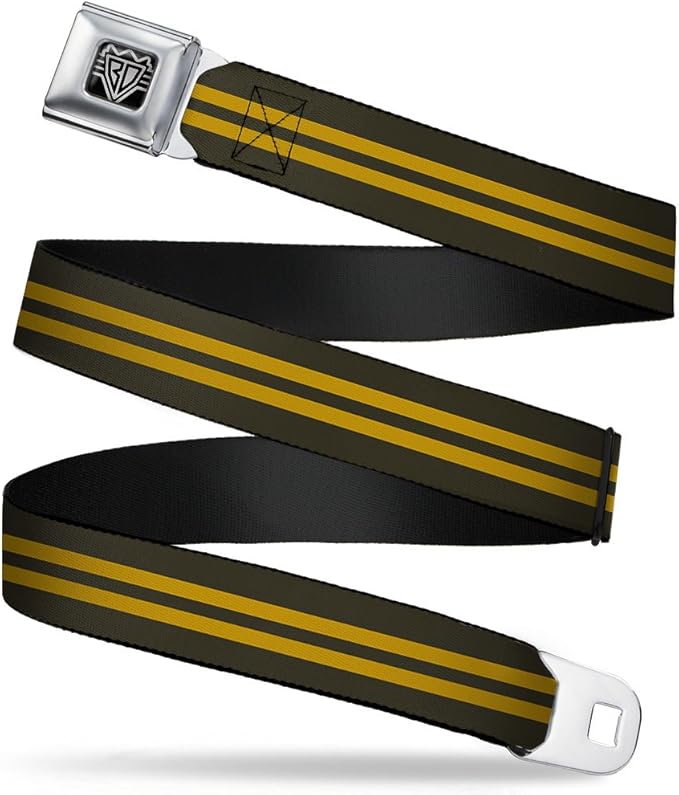 Buckle Down Unisex's Seatbelt Belt Regular, Stripe Black/Gold, 1.5