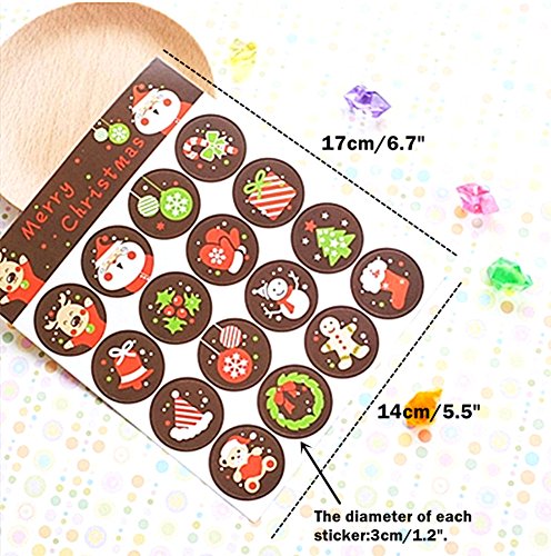 160pcs Christmas Sticker Xmas Elements Self-Adhesive DIY Cartoon Sticker Gift Sealing Decoration Paster Baking Packing Label Wrapping Stickers Packaging Envelope Seals