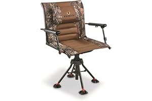 Bolderton 360 Degree Swivel Hunting Blind Chair with Armrests, 300 lbs Capacity, Folding, Lightweight, Portable, Padded Cushion Hunting Seat Mossy Oak Country Camo