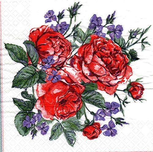 20pcs Napkins for Decoupage English Painted Roses Vintage SLOG044401